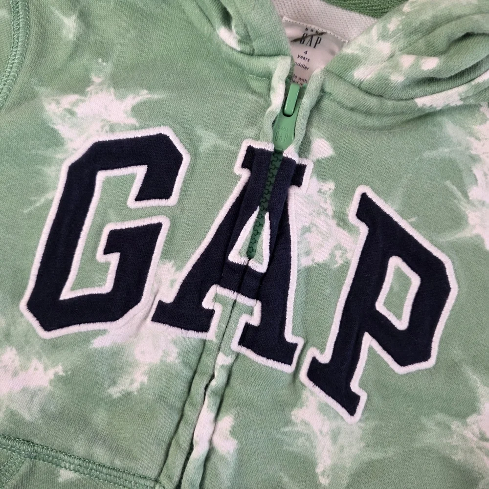 GAP Tie Dye Full Zip Spellout Logo Hooded Sweatshirt Boys Girls Unisex Size 4T